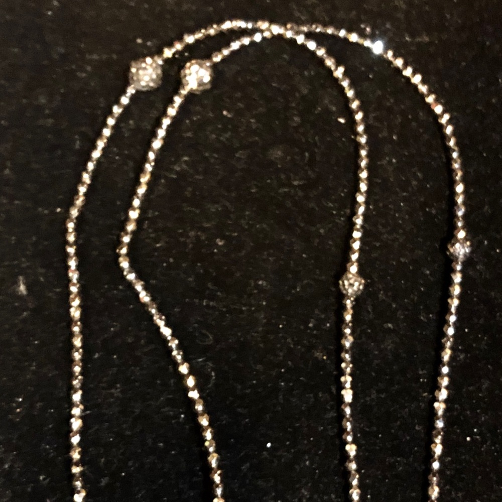 Faceted Hematite & Marcasite Tassel Long Necklace - Picture 7 of 13